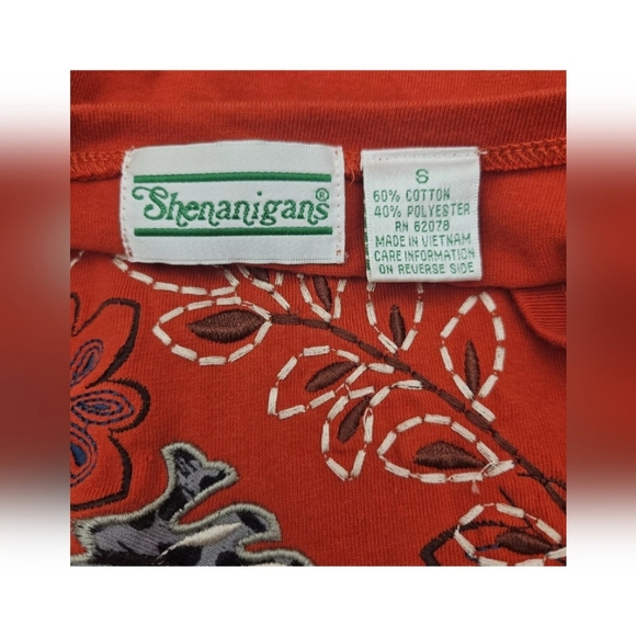 Shenanigans 3/4 Sleeve Embroidered Top Size Autumn Fall Rust Leaves Vintage 90s? - Picture 7 of 8